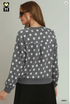 Umgee W Polka Dot Printed Pullover GREY