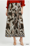 Umgee W Border Print Pleated Pants KHAKI