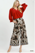 Umgee W Border Print Pleated Pants KHAKI