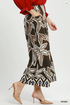 Umgee W Border Print Pleated Pants KHAKI