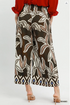 Umgee W Border Print Pleated Pants KHAKI