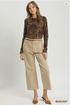 Umgee W LS Velvet Burn Out Top BURGUNDY