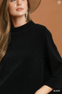 Umgee W Flare Sleeve Mock Neck Sweater BLACK