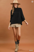 Umgee W Flare Sleeve Mock Neck Sweater BLACK