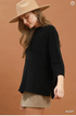 Umgee W Flare Sleeve Mock Neck Sweater BLACK