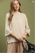 Umgee W Flare Sleeve Mock Neck Sweater ECRU