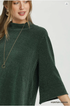 Umgee W Flare Sleeve Mock Neck Sweater HUNTER GREEN