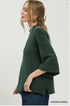 Umgee W Flare Sleeve Mock Neck Sweater HUNTER GREEN