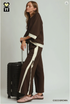 Umgee W Luxe Knit Colorblock Crew COCO BROWN
