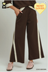 Umgee W Luxe Knit Colorblock Pants COCO BROWN
