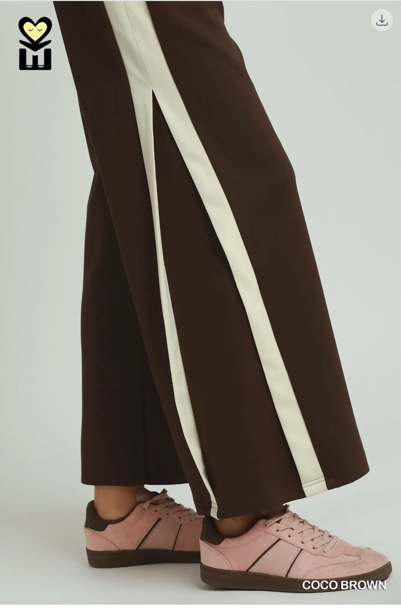 Umgee W Luxe Knit Colorblock Pants COCO BROWN