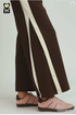 Umgee W Luxe Knit Colorblock Pants COCO BROWN
