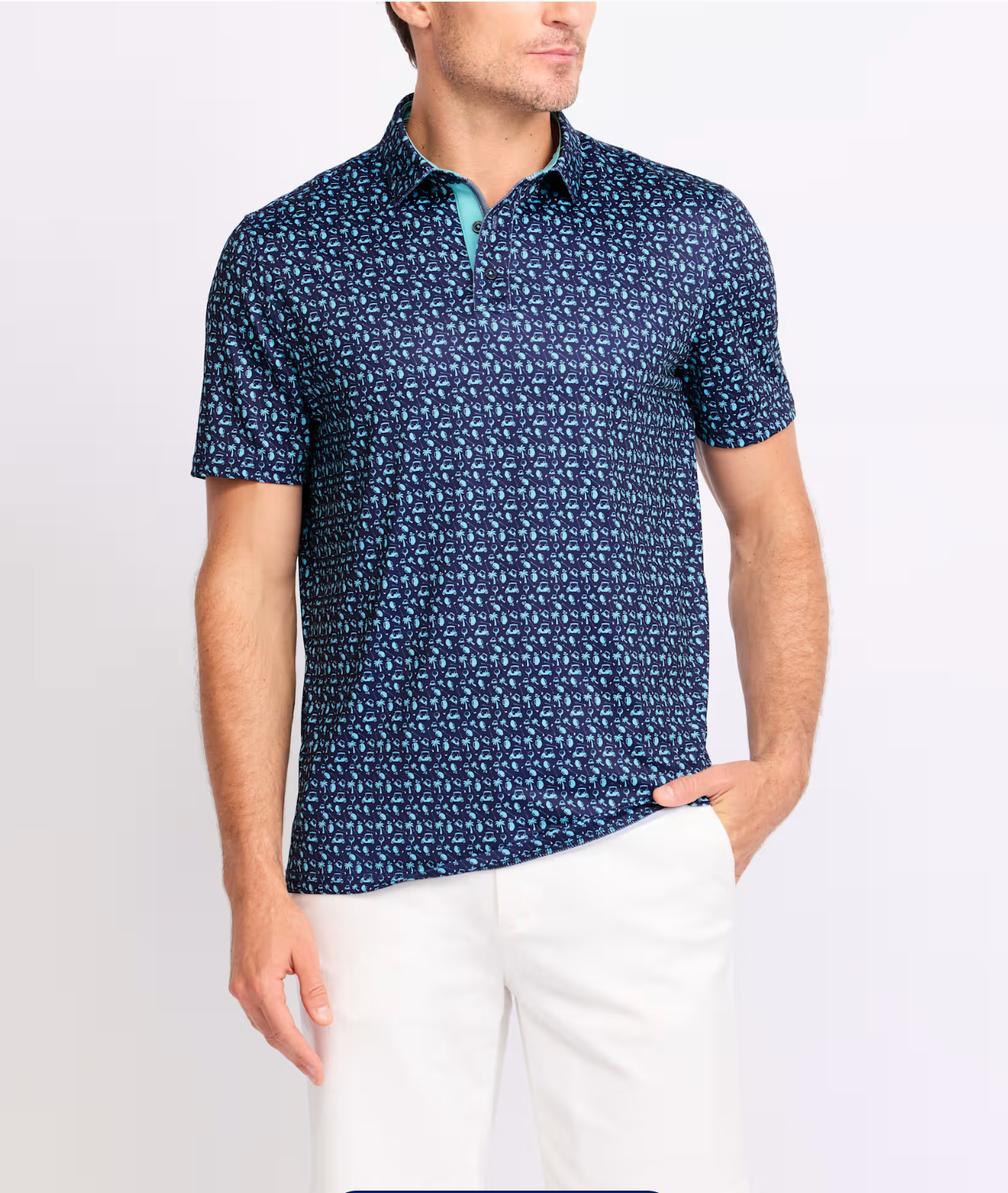 Flag & Anthem M Camden Golf Print Polo NAVY COMBO