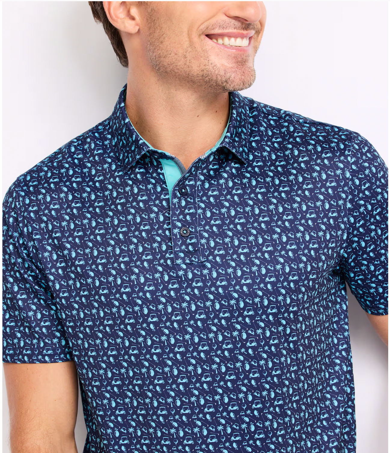 Flag & Anthem M Camden Golf Print Polo NAVY COMBO