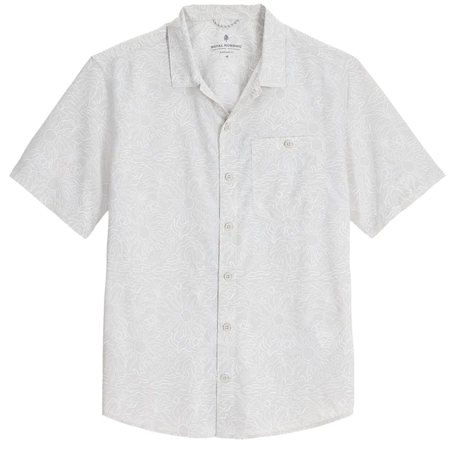 Royal Robbins M SS Salathe Sun Shirt SOAPSTONE SOLAR PRINT