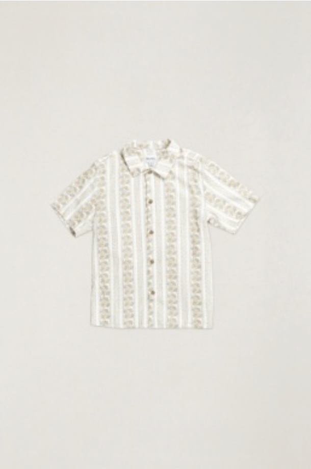 Rhythm M SS Paisley Stripe Shirt NATURAL