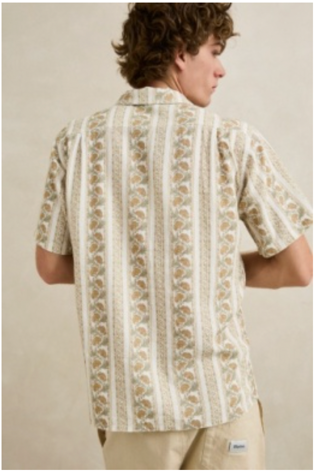Rhythm M SS Paisley Stripe Shirt NATURAL
