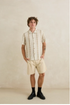 Rhythm M SS Paisley Stripe Shirt NATURAL