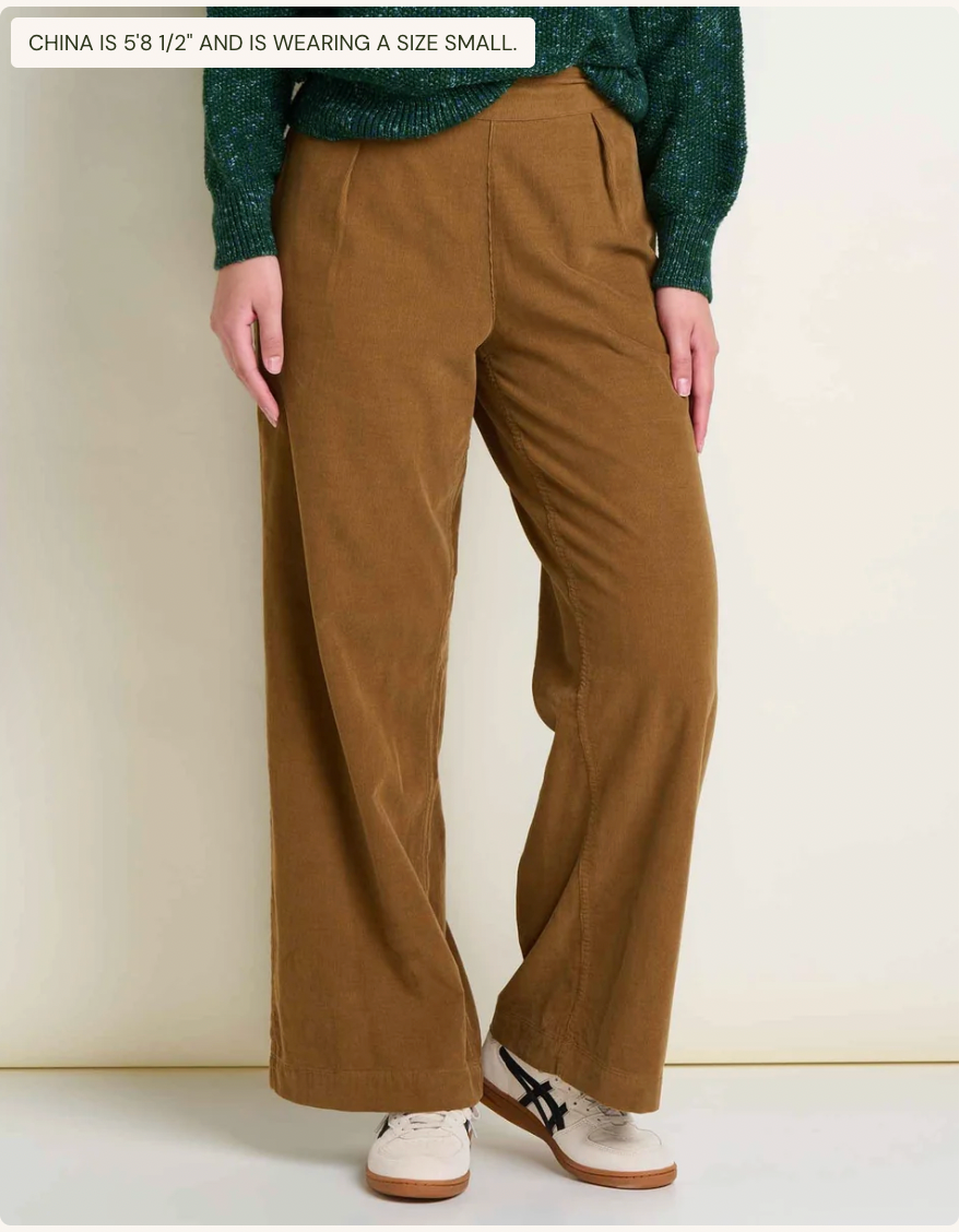 Toad & Co W Cattail Cord Wide Leg Pant HONEY BROWN
