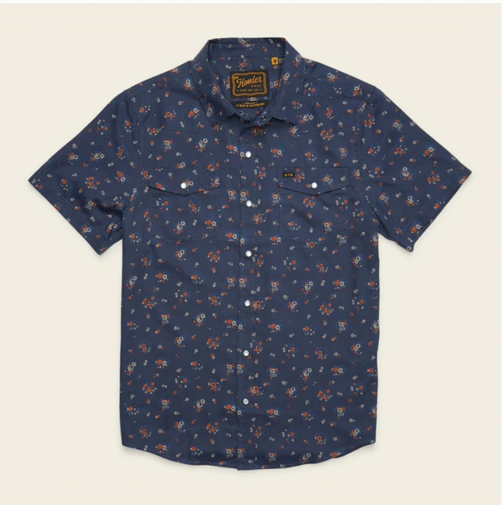 Howler Bros M SS H Bar B Snapshirt BOUQUETS MIDNIGHT