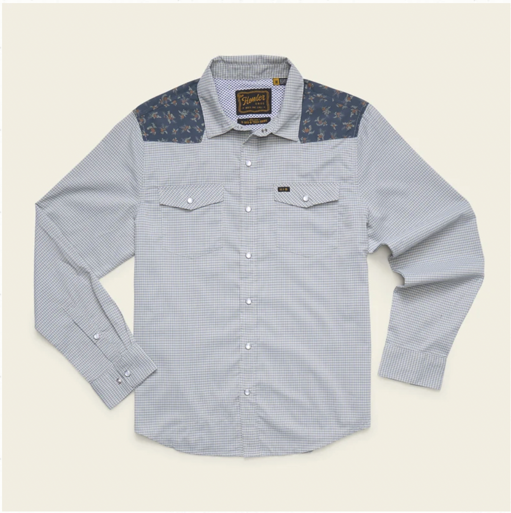 Howler Bros M LS H Bar B Tech Shirt RANCHER FLORAL SMOKE