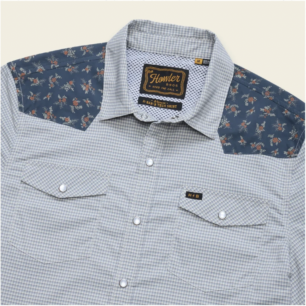 Howler Bros M LS H Bar B Tech Shirt RANCHER FLORAL SMOKE