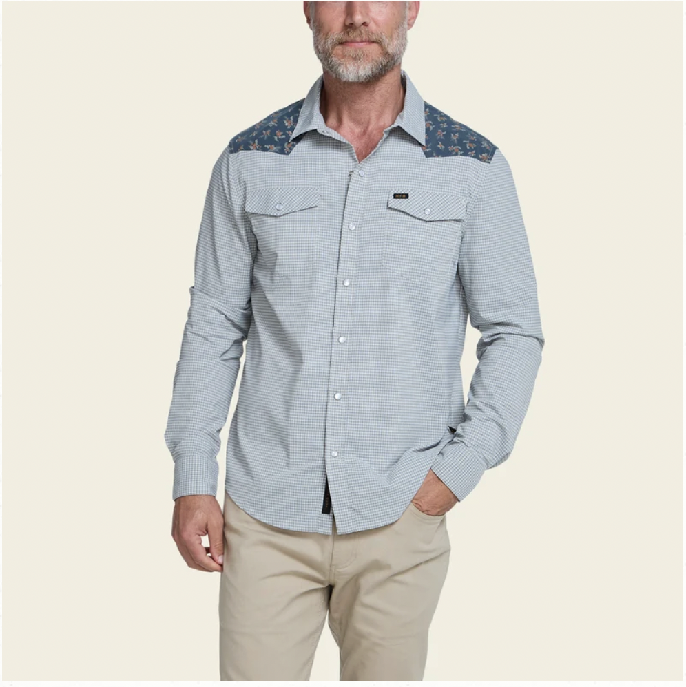 Howler Bros M LS H Bar B Tech Shirt RANCHER FLORAL SMOKE
