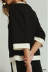 Umgee W Luxe Knit Colorblock Crew BLACK