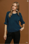 Umgee W SS Ruffle Sleeve Knit Sweater TEAL