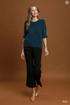 Umgee W SS Ruffle Sleeve Knit Sweater TEAL