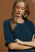 Umgee W SS Ruffle Sleeve Knit Sweater TEAL