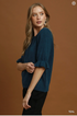 Umgee W SS Ruffle Sleeve Knit Sweater TEAL