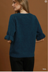 Umgee W SS Ruffle Sleeve Knit Sweater TEAL