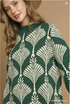 Umgee W Abstract Mock Neck Sweater FOREST GREEN