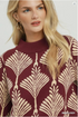 Umgee W Abstract Mock Neck Sweater BURGUNDY