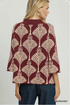 Umgee W Abstract Mock Neck Sweater BURGUNDY
