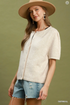Umgee W SS Knit Cardigan Top OATMEAL