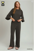 Umgee W LuxeKnit Wide Leg Pants CHARCOAL