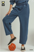 Umgee Knit Washed Barrel Pants DENIM