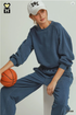 Umgee Knit Washed Barrel Pants DENIM