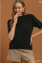 Umgee W SS Ruffle Knit Sweater BLACK