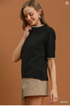 Umgee W SS Ruffle Knit Sweater BLACK