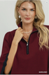 Umgee Half Zip Flare Sleeve Sweater BURGUNDY