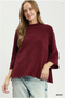 Umgee W Flare Sleeve Mock Neck Sweater BERRY
