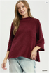 Umgee W Flare Sleeve Mock Neck Sweater BERRY