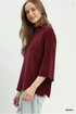 Umgee W Flare Sleeve Mock Neck Sweater BERRY