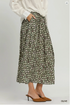 Umgee W Dot Print Pull On Skirt OLIVE