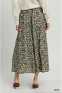Umgee W Dot Print Pull On Skirt OLIVE