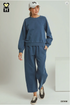 Umgee W Knit Crewneck Pullover DENIM