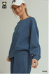 Umgee W Knit Crewneck Pullover DENIM